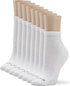 No nonsense womens Cushion Quarter Top 8 Pair Pack Liner Socks, White, One Size US...
