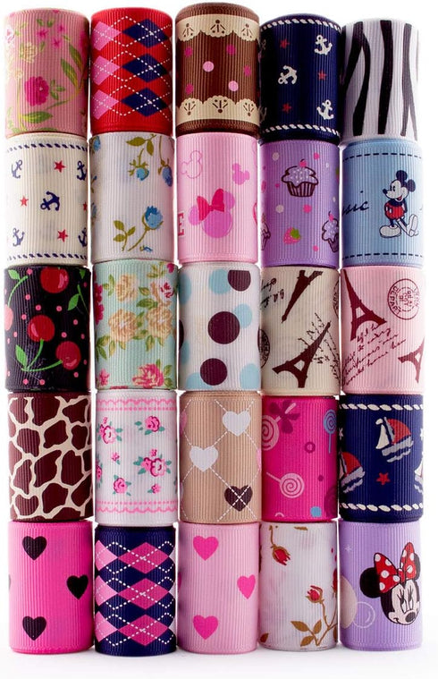 Summer-Ray 25 Yards (25 x 1 Yard) Grosgrain Ribbon 1.5 inch (38mm) Mixed Colors Value Pack...