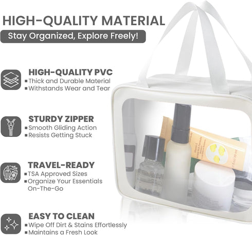 Toiletry Bag for Women and Men (3PC- Travel Size ToiIetries)– Waterproof Toiletry Bag, Travel Toiletry Bag, Clear Toiletry Bag, Clear Makeup Bag, ...