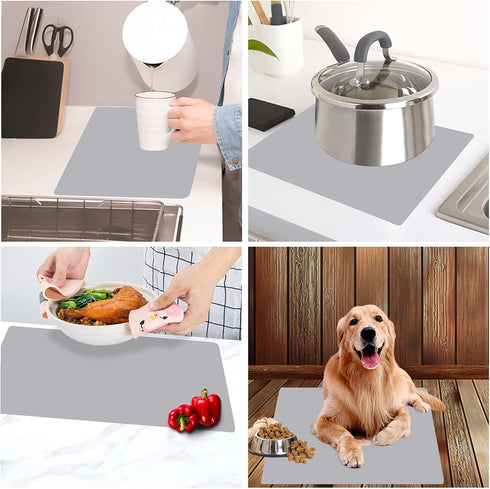 wellhouse Extra Large Mulitpurpose Silicone Nonstick Pastry Mat Countertop Protector Heat Resistant Nonskid Table Mat (23.6by15.7 Inch, Gray)...