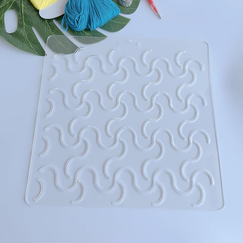 Acrylic Sashiko Stencil with Classic Wavy Line Pattern for Hand Quilting and Embroidery...