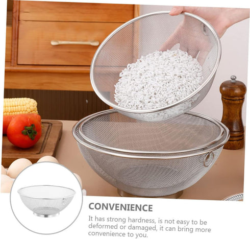 Stainless Steel Rice Basket Noodle Strainer Large Strainer Washing Machine Filter Vegetable Washing Basket Fruits Basket Stainless Steel Washing B...