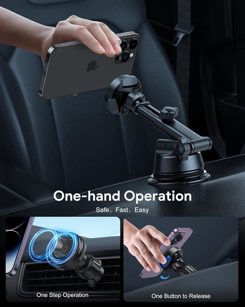 OMOTON for MagSafe Car Mount, O-Mag DriveSafe Magnetic Phone Holder for Car, Cell Phone Mount for Dashboard Windshield Vent, Fit for iPhone 15 14 ...