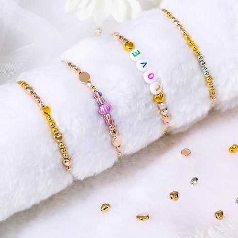 2160 Pieces Gold Spacer Beads Set, Assorted Round Star Gold Beads for Bracelet Jewelry Making(Gold, Sliver, Rose Gold, KC Gold)...