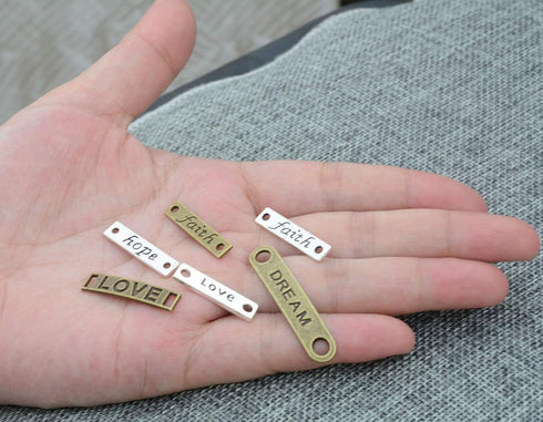 YYaaloa 80pcs Word Charms Pendants Inspirational Engraved Motivational Connector Charms Pendants Jewelry Making Accessories for DIY Necklaces, Bra...