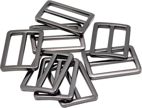 JWBIZ 8pcs Flat Metal Slide Buckle Belt Adjuster Sliders Tri Glide Strap Hardware Clasp (Gun Black, 1 1/4 Inch)...
