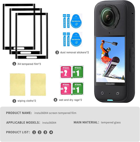 FiTSTILL 3PCS LCD Screen Protector Appliable for Insta360 X4,TPU Hardness Ultra HD Tempered Screen Cover for Insta360X4 Scratch Resistant Camera A...