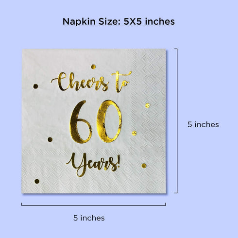 Cheers to 60 Years Cocktail Napkins | Happy 60th Birthday Decorations for Men and Women and Wedding Anniversary Party Decorations | 50-Pack 3-Ply ...