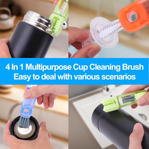 4 in 1 Cup Lid Gap Cleaning Brush Set,Multifunctional Water Bottle Lid Cleaner Brush,3 Pack Water Bottle Crevice Cleaning Tool,Tumbler Lid Cleaner...