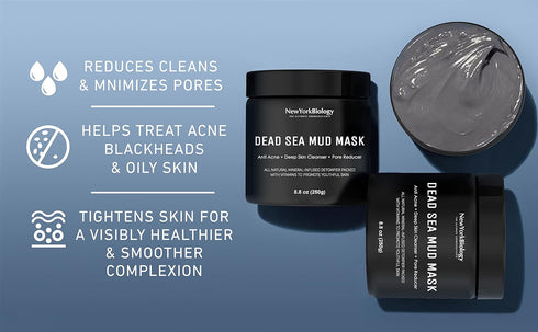 New York Biology Dead Sea Mud Mask for Face and Body - Spa Quality Pore Reducer for Acne, Blackheads & Oily Skin, Natural Skincare for Women, Men ...