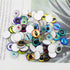 JJGQAZ 90pcs(45pairs) 15mm Mixed Style Round Glass Dragon Eye Owl Cat Eyes Gem Cover Dome Cabochons for DIY Jewelry Making Doll Eyes Making...