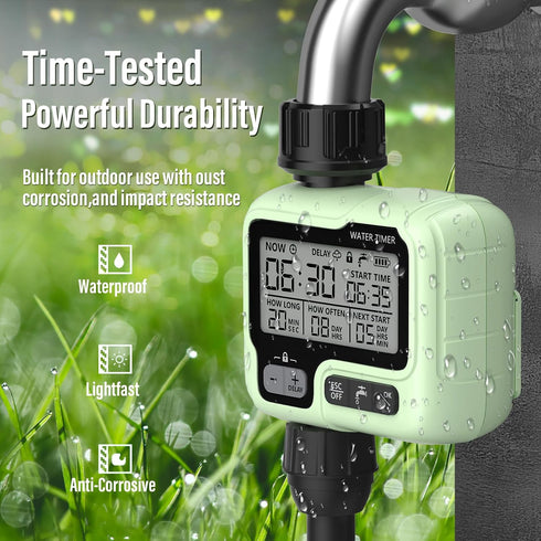 SOYUS Sprinkler Timer, Programmable Water Timer Outdoor Garden Hose Timer with Rain Delay/Manual/Automatic Watering System, Waterproof Digital Irr...
