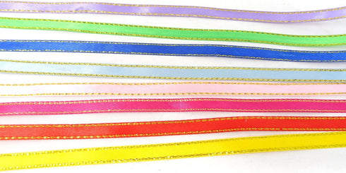 Honbay 8 Rolls 1/4 Inch 25 Yard/Roll Double Faced Satin Ribbons Fabric Ribbon with Golden Edges for Wedding, Birthdays, Baby Showers, Crafts Decor...