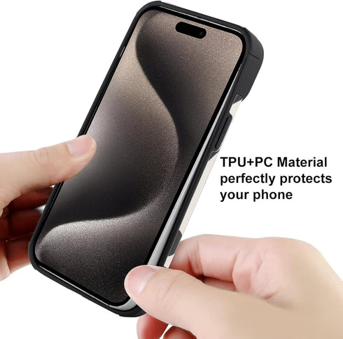 MZELQ Compatible with iPhone 15 Pro Case, Cute Pattern Wave Black and White, Screen Protector Camera Protection Lens Shockproof Phone Case for Gir...