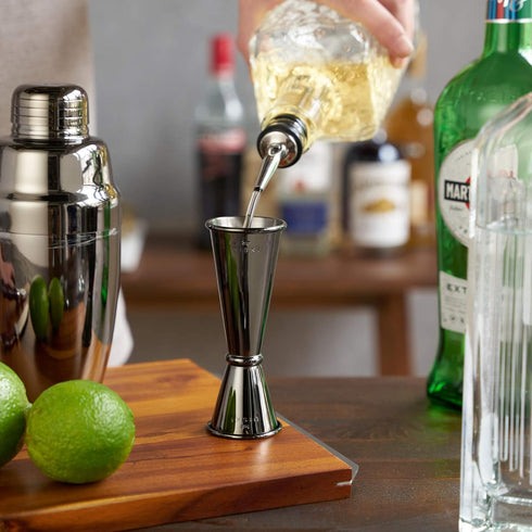 Viski Japanese Style Double Jigger for Cocktails, Bar Kit Essential, 1oz and 2oz with Interior Measurements, Stainless Steel with Gunmetal Finish,...
