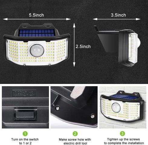 TWINSLUXES Solar Outdoor Lights, 3 Lighting Modes Solar Motion Sensor Security Lights, Solar Flood Lights 270°Wide Angle, IP65 Solar Wall Lights,S...