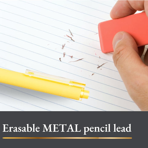 SUN-STAR Stylish Metal Pencil Metacil Retractable Click Pencils for Artist Drawing, Sketching, Non-Sharpening, Pencil Lead Color: Black H, Yellow...