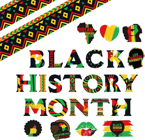 Black History Month Bulletin Board Borders Cutouts Classroom Decorations, African Worthwhile Commemoration Festival Bulletins Board Cutouts Wall D...