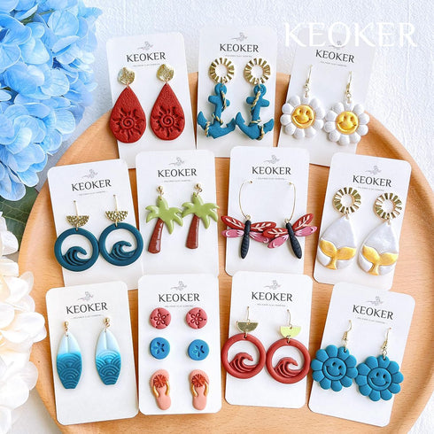 Keoker Polymer Clay Cutters, Summer Clay Cutters, Polymer Clay Cutters for Earrings Jewelry Making, 12 Shapes Flower Clay Earrings Cutters...