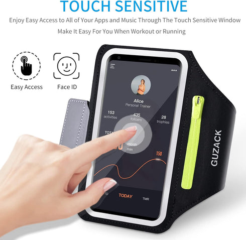 GUZACK Running Armband for iPhone 16 Pro 15 14 13 12 11 Pro Max/Plus/XR/XS, Galaxy S25/S24/S23/S22, with Card Slot & Key Pockets, Sports Arm Bands...