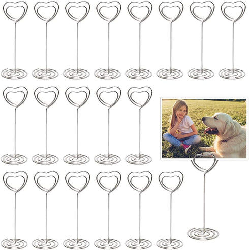 Table Number Card Holders Place Card Holder, 25 Pack Picture Holders for Tables, Heart Shape Photo Number Stands Menu Paper Card Clips for Wedding...
