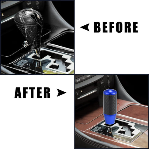 X AUTOHAUX Automatic Manual Gear Stick Shift Knob Transmission Gear Lever Stick Shifter Handle Carbon Fiber Pattern Blue...