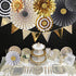 Gold Black Paper Fans Flower for Halloween Party Decorations,black2,Set of 8...