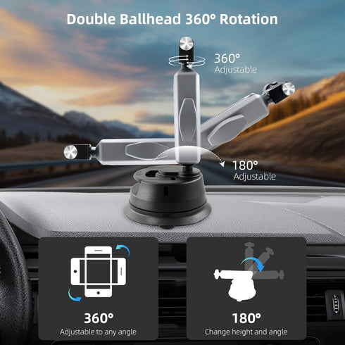 REYGEAK Suction Cup Car Mount with 1/4 Thread, 360° Rotation Windshield Car Mount for GoPro Hero 12 11 10 9 8 Insta360 X4 X3 Go3 DJI Action 4, Poc...