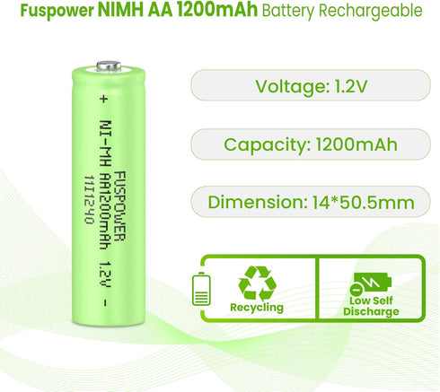 Ni-MH AA Rechargeable Batteries AA 1.2V 1200mAh Nimh Rechargeable Batteries for Solar Lights, Recharge up to 1000 Times (8 Count (Pack of 1))...