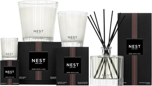 NEST New York Scented Votive Candle, Rose Noir & Oud - 2 oz - Up to 28-Hour Burn Time - Reusable Glass Vessel...