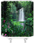 Rainforest Waterfall Shower Curtain Nature Green Forest Flowers Waterfall Tropical Landscape Bathroom Decor Fabric Curtain with Hooks, 8960AL...