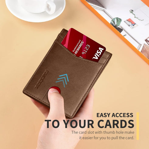 RUNBOX Wallet for Men Slim Leather Bifold RFID Blocking Minimalist Front Pocket Design with Gift Box...