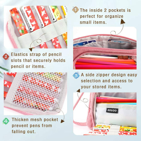 iSuperb Big Capacity Pencil Case Corduroy Large Pencil Pouch Portable Pen Bag Zipper Organizer Makeup Cosmetic Bags for Women Office...