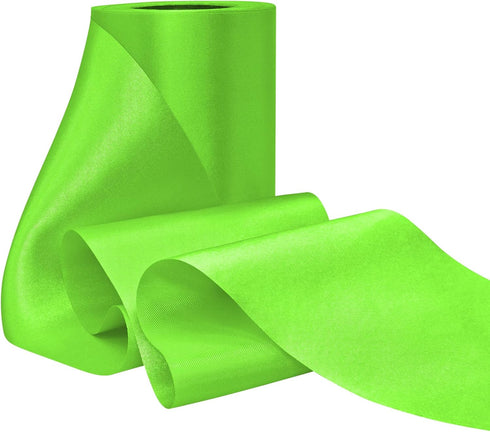 Fluorescent Green Satin Ribbon 4 Inch x 25Yards Wide Solid Fabric Large Ribbon for Cutting Ceremony Kit Grand Opening Car Bows Sewing Craft RTY De...