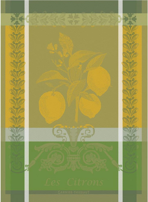 Garnier Thiebaut Citron Zeste (Lemon Zest) French Kitchen Towel 22"x30", Cotton, Jacquard...