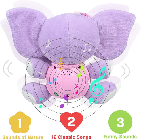 Aitbay Plush Elephant Music Baby Toys 0 3 6 9 12 Months, Cute Stuffed Aminal Light Up Baby Toys Newborn Baby Musical Toys for Infant Babies Boys &...