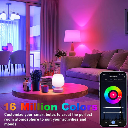 A15 LED Smart Bulb, 5W=40W,Compatible with Alexa, Google Assistant, E12 Base, Dimmable, 2.4G WiFi ONLY, RGB Color Changing, Tunable White 2700K-65...