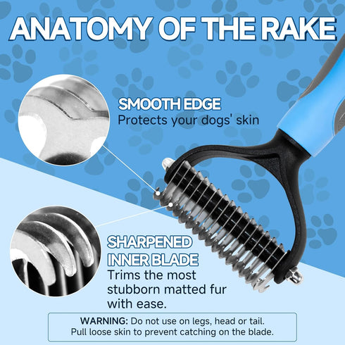 Pet grooming brush metal bottom hair rake, double-sided ultra wide dog brush cat brush shedding, dog hair comb supplies bottom hair rake, hair rem...