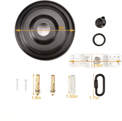 Vintage Steel Canopy Kit with Hardware for Chandelier or Swag Light Fixtures ,Heavy Duty,5 in Diameter,Includes Loop, Cross Bar and Mounting Screw...