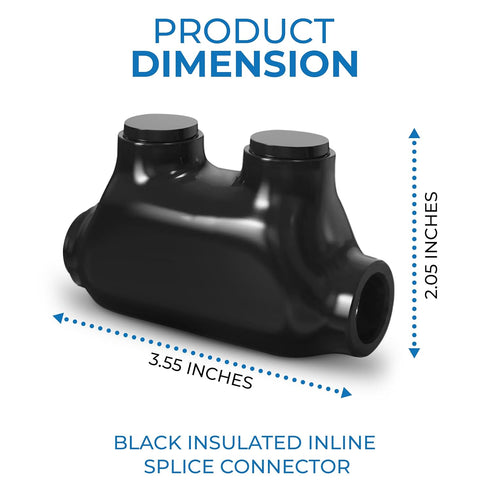 OHLECTRIC Black Insulated Electrical Power in-Line Splice Connector - 1/0-14" Wire Range, 3/16" Hex Screw- Rugged Di-Electric Rubber/Vinyl Coating...