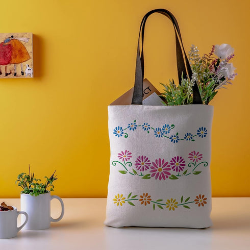 FINGERINSPIRE Daisy Chain Stencils 11.8x11.8inch Reusable Daisy Drawing Stencil DIY Craft Blooming Daisy Flower Painting Template Plant Stencil fo...