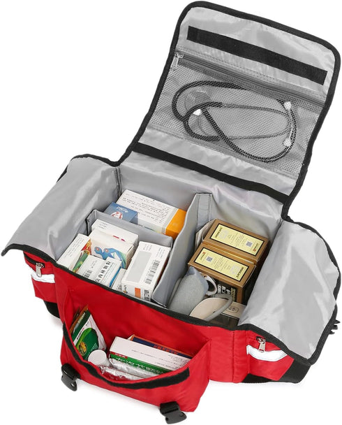 First Aid Bag Empty Trauma Medical Bag for Emergency First Responder Bag Organizer EMS EMT Shoulder Carry Bag 13 x9 x7 Red Middle...