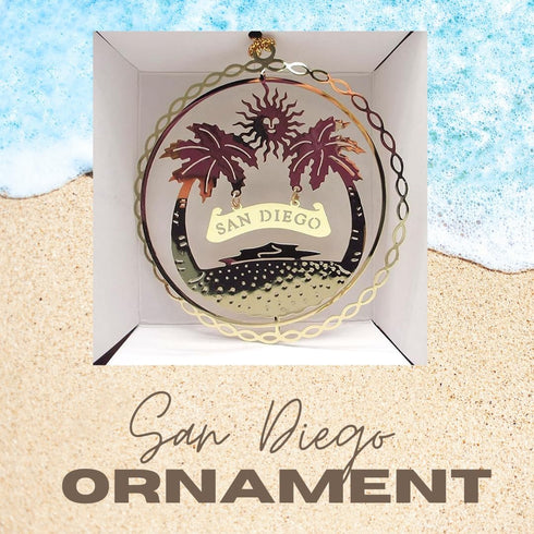 San Diego California Brass Christmas Ornament...