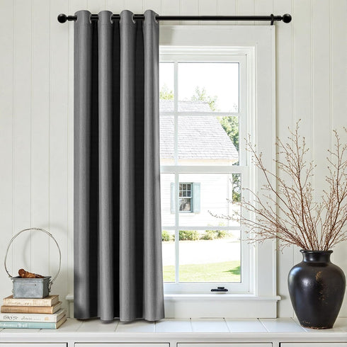 jinchan Room Darkening Linen Textured Curtain 63 Inch Length for Living Room Room Darkening Thermal Insulated Grommet Top Window Drape for Bedroom...