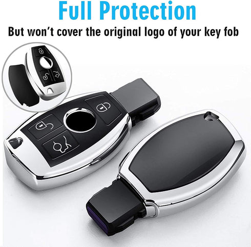 Tukellen for Mercedes Benz Keychains with Key Fob Cover Special Soft TPU Key Case Cover Protector Compatible with Mercedes Benz C E G S M GL CLS C...