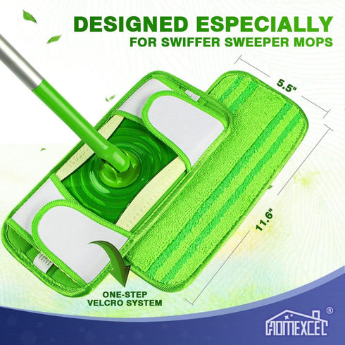 HOMEXCEL Microfiber Mop Pads Compatible with Swiffer Sweeper Mops, Reusable and Machine Washable Floor Mop Pad Refills, Mop Head Replacements for ...