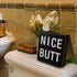Funny Bathroom Signs Decor, Farmhouse Wooden Box Sign Wall Decor Art, 6" Square Nice Butt...