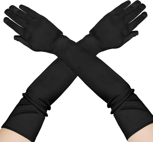 Long Opera Gloves For Women, Satin Gloves Elbow Length, Long Gloves For Women Fancy, Evening Party Gloves 1920s...