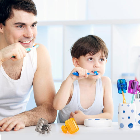 4 Pack Travel Toothbrush Head Covers Toothbrush Protector Cap Brush Pod Case Protective Portable Plastic Clip for Household Travel, Bathroom, Busi...