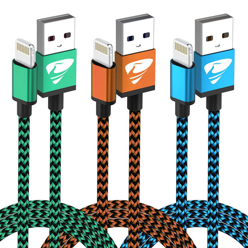 Aioneus iPhone Charger Cord 3ft 3Pack MFi Certified Lightning Cable Fast Charging Nylon Braided Phone Charger Cable Compatible with iPhone 14 13 P...